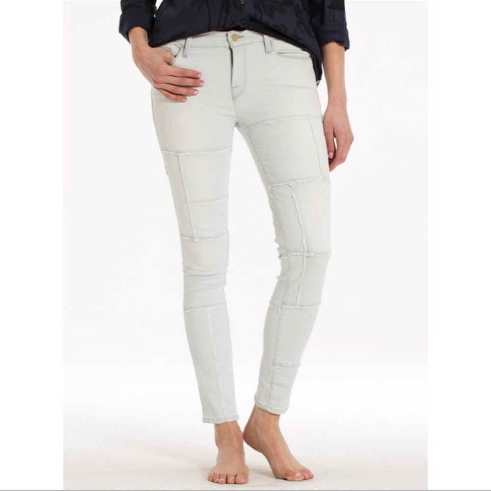 Frame Denim Jeans Patch Panel Patchwork Le Skinny De Jeanne Jeans H